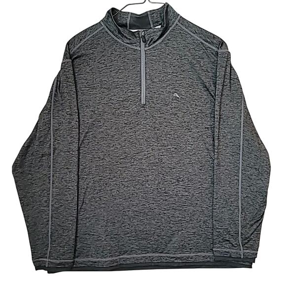 Tommy Bahama Islandzone Half-Zip Pullover Gray/Black Heather 2XL - Picture 2 of 10